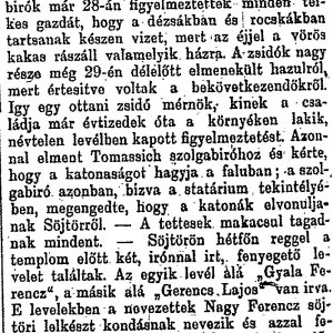 „Zalaegerszegről…” (Forrás: Magyar Polgár, 1883. 09. 21., 4. o.)
